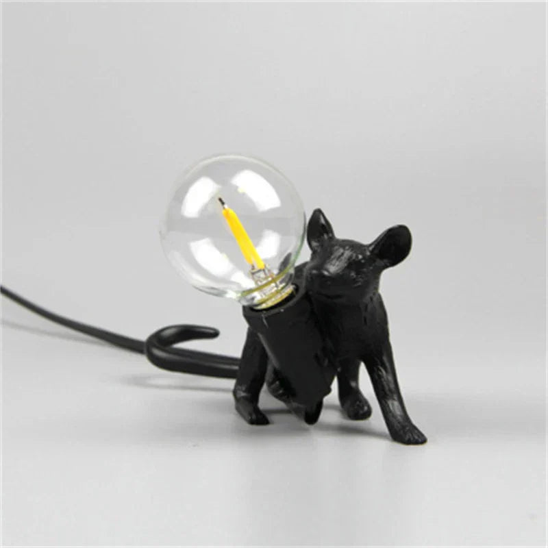 BowLift Modern LED Animal Table Lamps - Resin Rat, Cat, and Squirrel Night Lights