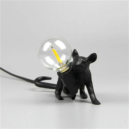 BowLift Modern LED Animal Table Lamps - Resin Rat, Cat, and Squirrel Night Lights