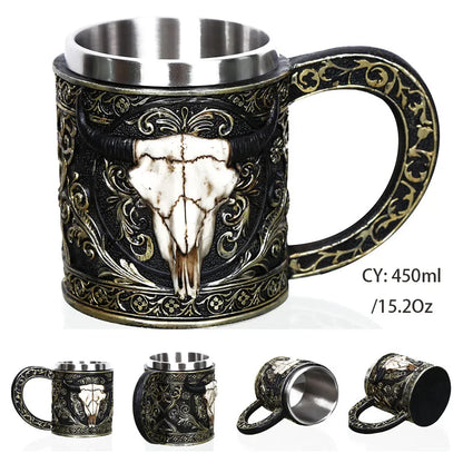 LZINA™ | Medieval Dragon Resin Stainless Steel Mug as Coffee Mug or Tea Mug