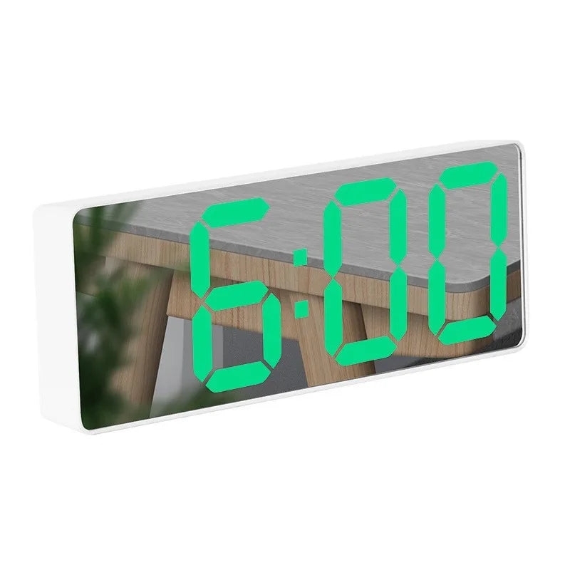 Modern Electronic Mirror Alarm Clock with LED Display, Alarm Function and Temperature Display – Stylish Digital Clock for Bedroom and Office | Bowlift