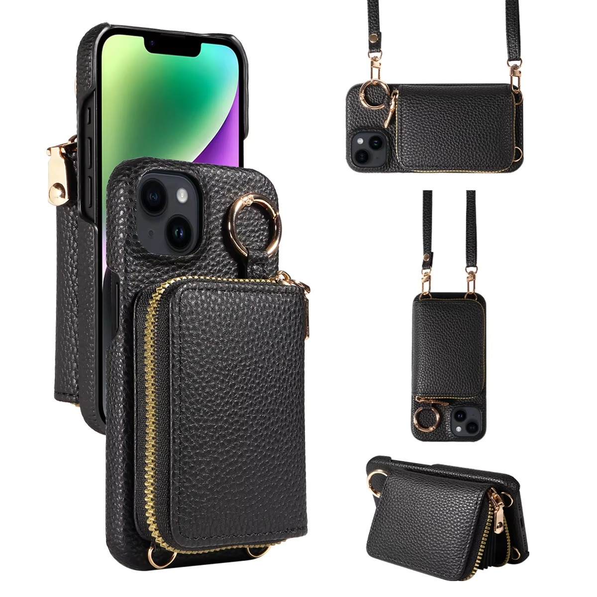 LZINA™ | Premium Leather Multi-Function iPhone Case with Anti-Degaussing Protection