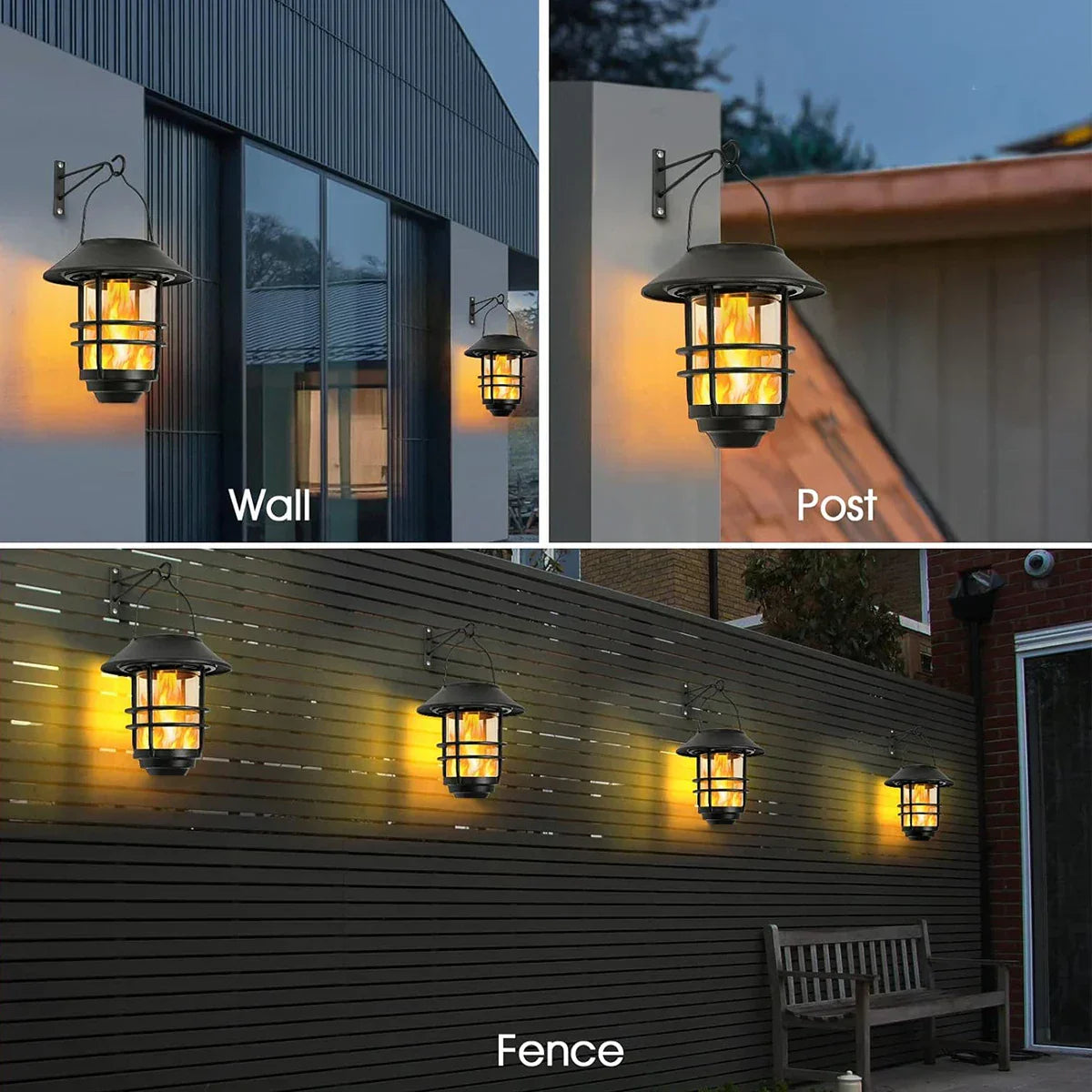 LZINA™ | Solar Wireless Waterproof Flickering Sun Flame Lantern Light | - WallLant