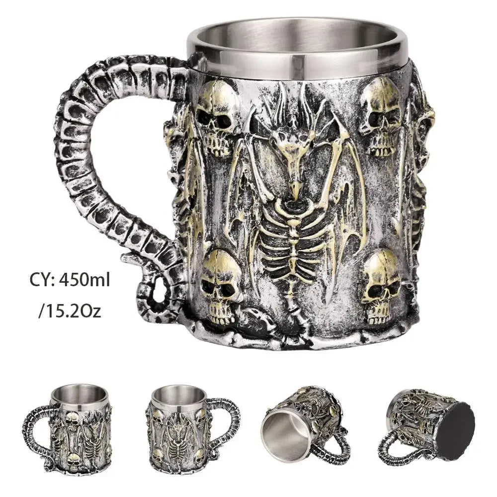 LZINA™ | Medieval Dragon Resin Stainless Steel Mug as Coffee Mug or Tea Mug