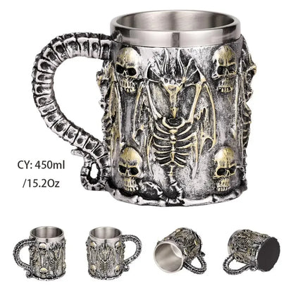 LZINA™ | Medieval Dragon Resin Stainless Steel Mug as Coffee Mug or Tea Mug