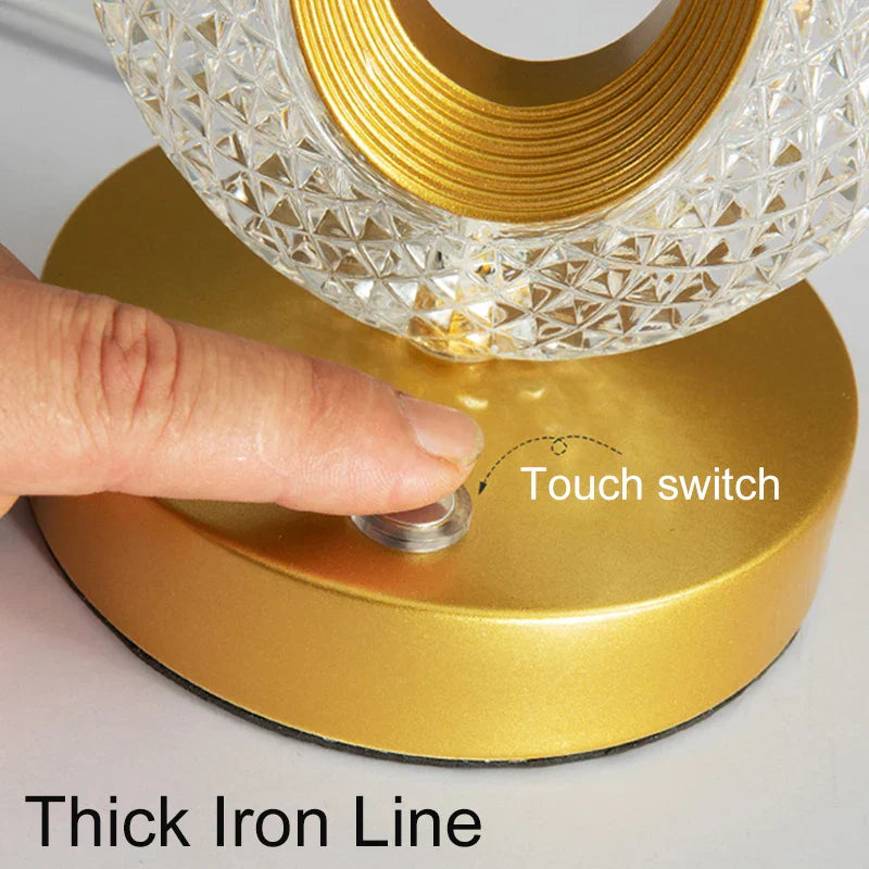 BowLift Crystal LED Table Lamp — Dimmable, USB Charging, and Convenient Touch & Remote Control
