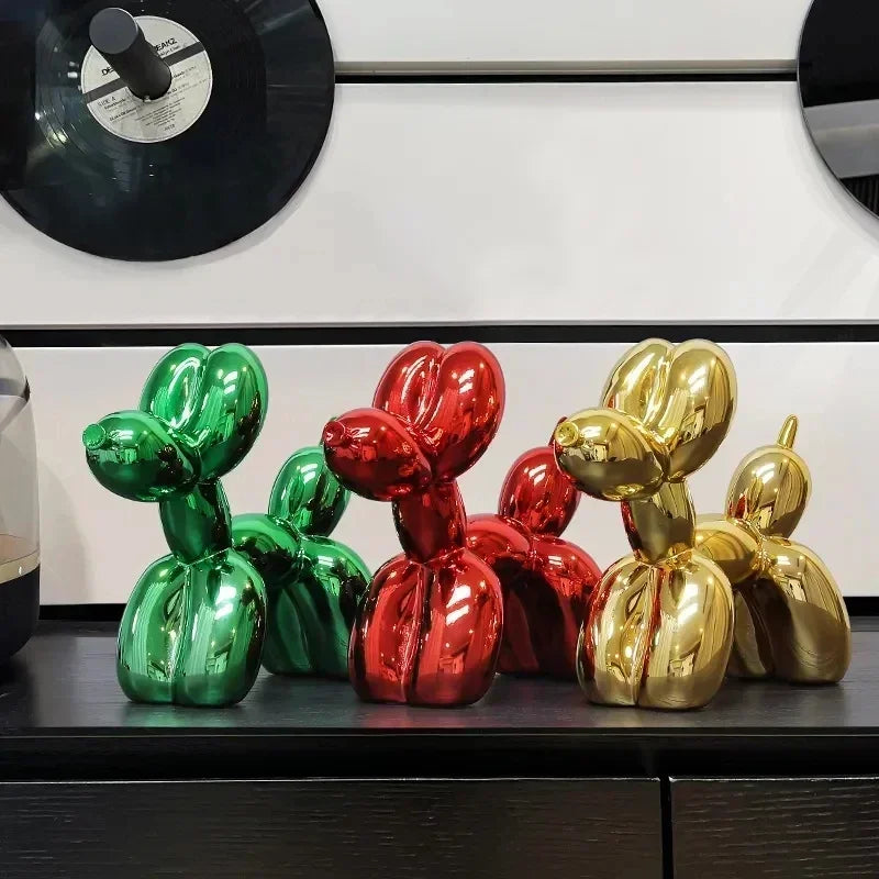 LZINA™ | Nordic Balloon Dog Sculpture Resin Animal Ornament Art Sculptures and Figures Craft Home Decoration Room Desktop Accessories