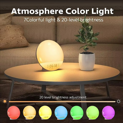 LZINA™ | Wake Up Light Alarm Clock with Sunrise Simulation, Sunset Mode, Night Light and FM Radio