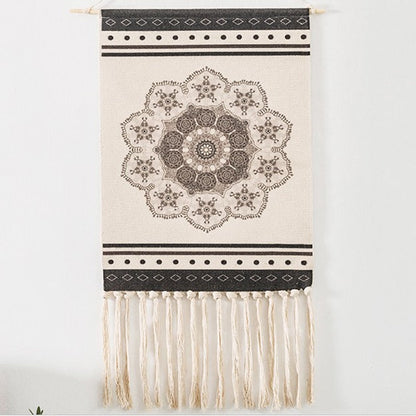 LZINA™ | Bohemian Wall Tapestry, Macrame Wall Hanging, Home Decoration, Cotton Linen Tassel, Handcrafted, Woven, Geometric Canvas Art, Background Wall Tapestries