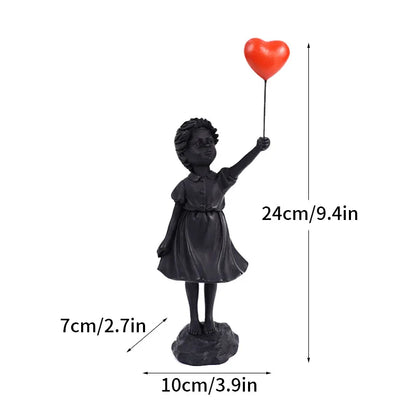 LZINA™ | Dropshipping Banksy Sculpture Collection Flower Thrower Statue Pop Art Modern Balloon Girl Figurine Office Home Decoration