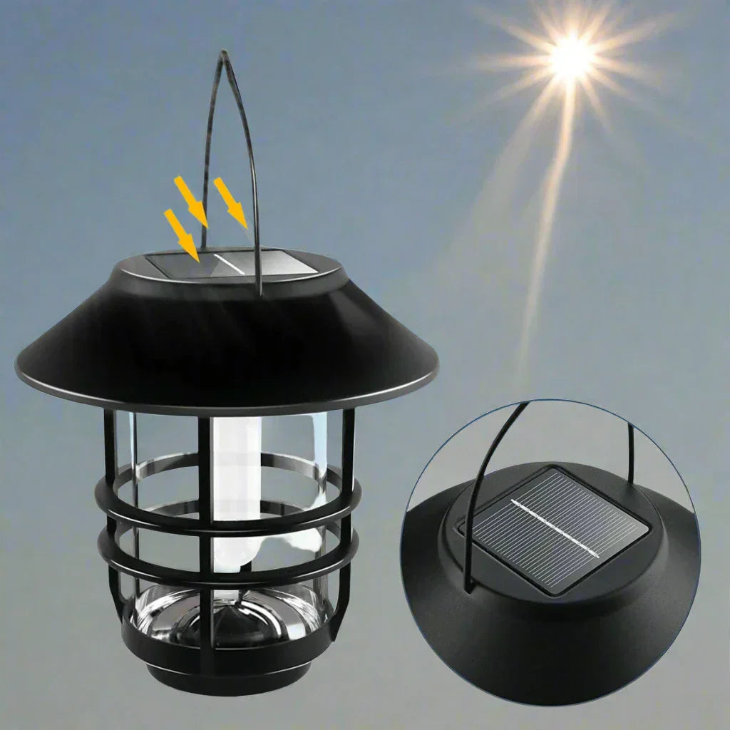LZINA™ | Solar Wireless Waterproof Flickering Sun Flame Lantern Light | - WallLant