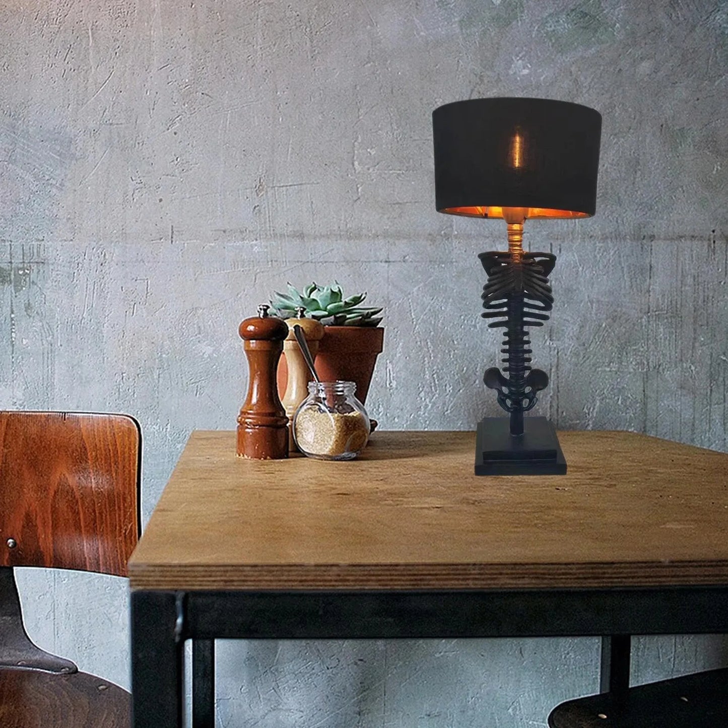 BowLift Handcrafted Gothic Skeleton Table Lamp — Dark, Elegant Accent Lighting