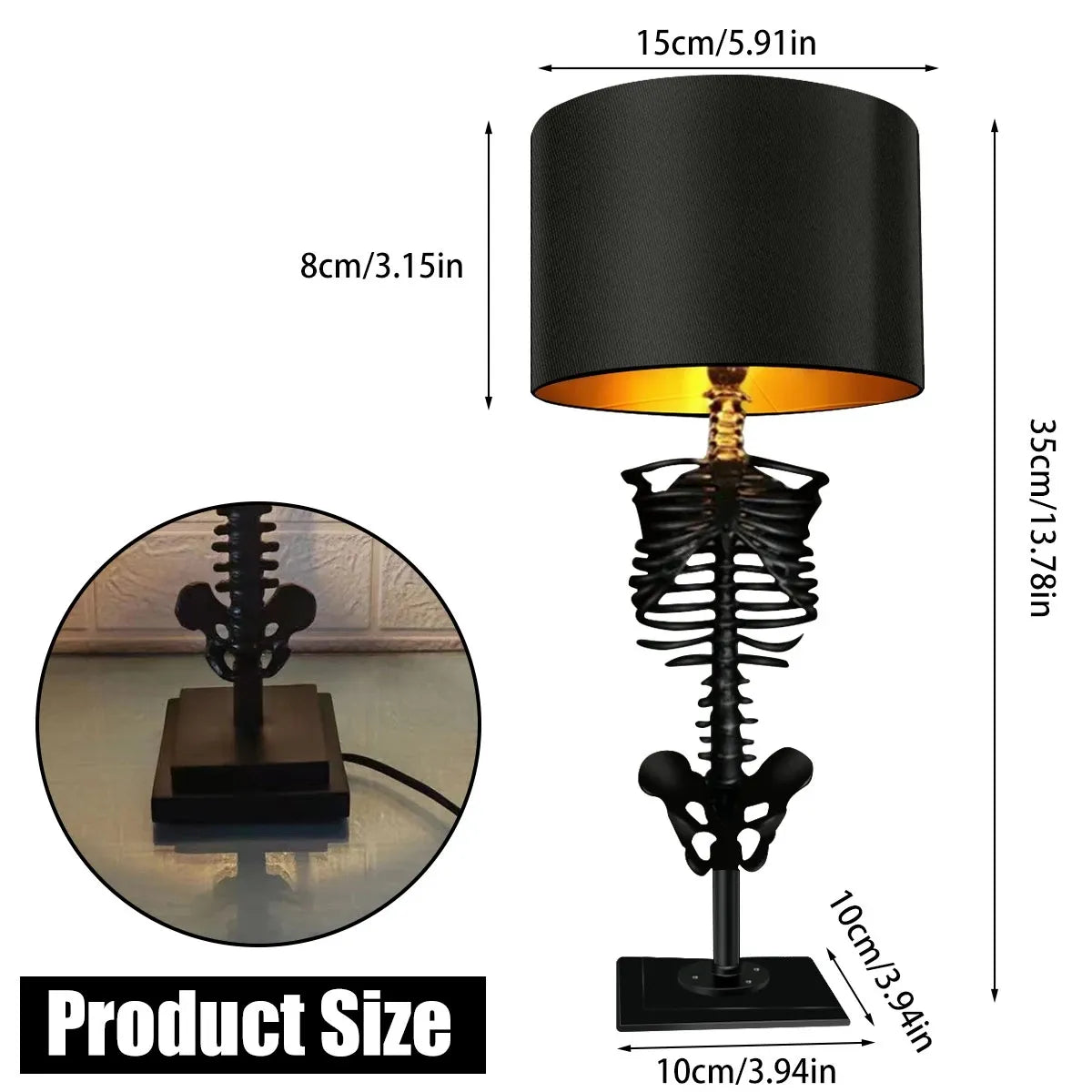 BowLift Handcrafted Gothic Skeleton Table Lamp — Dark, Elegant Accent Lighting