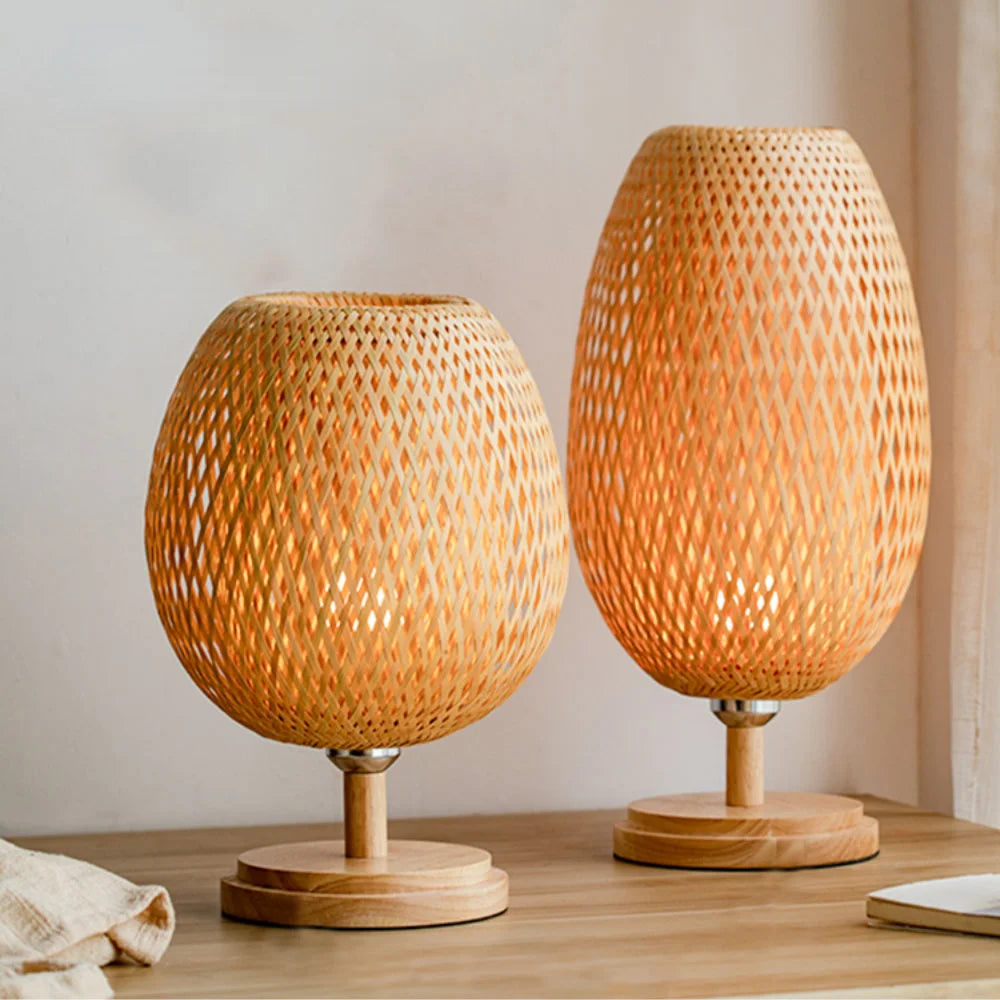 BowLift Rattan Lamp – Stepless Dimmable Basket Light for Bedroom & Living Room Decor