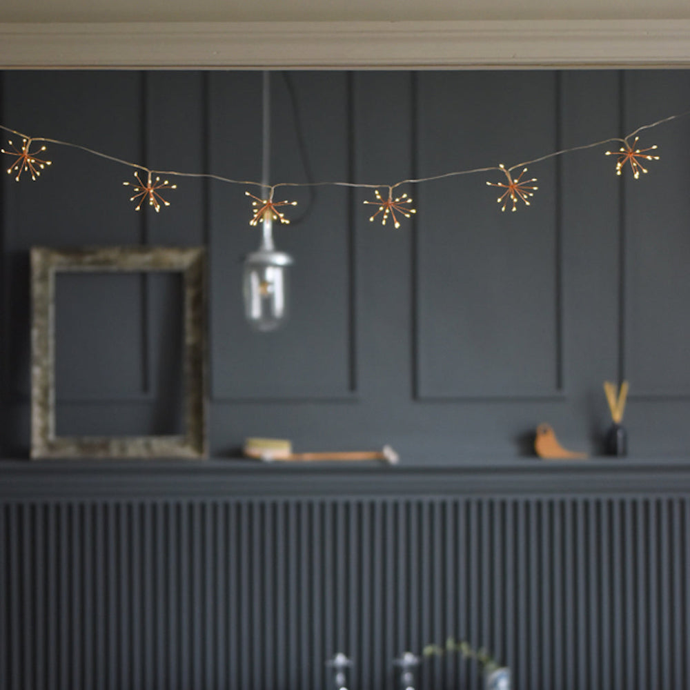 BowLift | Starburra – Copper Starburst String Lights with Warm White LEDs for Indoor & Outdoor Decoration