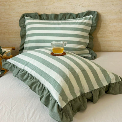 BowLift | Striped Ruffled Lace Pillowcases in Multiple Colors