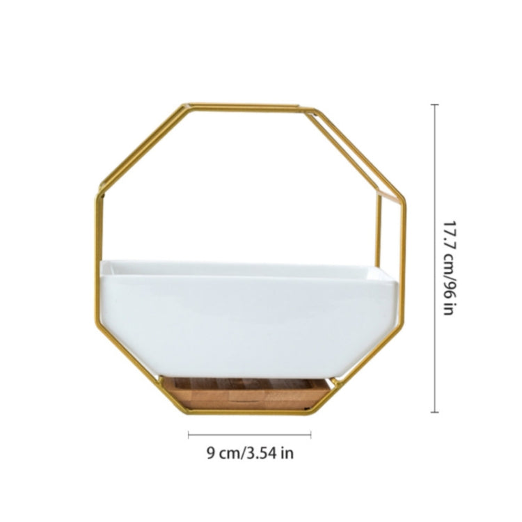 LZINA™ | Simple octagonal geometric wall-mounted table succulent plate bamboo support iron frame flower pot (Gold)