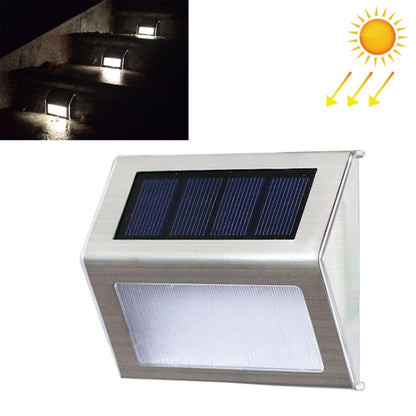 LZINA™ | 2PCS Solar Stainless Steel 3 LED Stair Wall Lamp Outdoor Garden Fence Light (White Light)