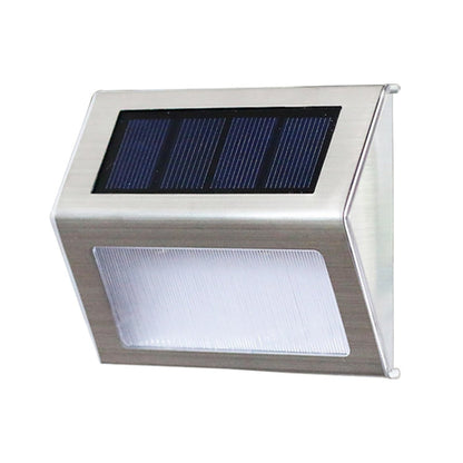 LZINA™ | 2PCS Solar Stainless Steel 3 LED Stair Wall Lamp Outdoor Garden Fence Light (White Light)