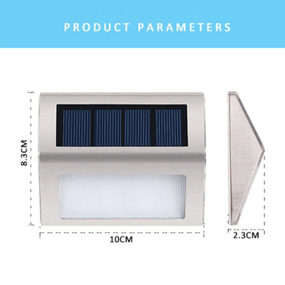 LZINA™ | 2PCS Solar Stainless Steel 3 LED Stair Wall Lamp Outdoor Garden Fence Light (White Light)