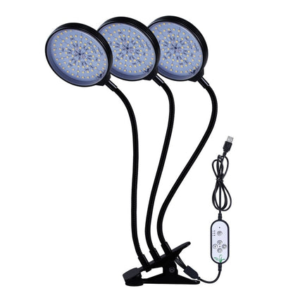 BowLift 45W 3-Head LED Grow Light for Plants – Full Spectrum, Waterproof Clip-On Seedling Lamp with USB Power and Remote (Natural White)
