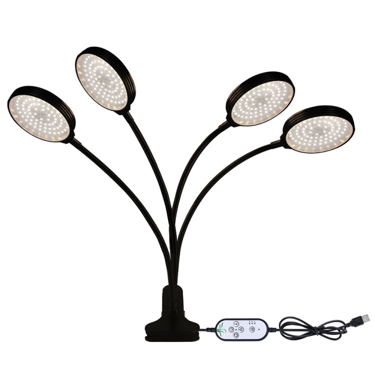 BowLift Four-Head LED Plant Growth Lamps - 60W Full-Spectrum Natural White Seedling Light with USB Remote, Clip-On Waterproof Design