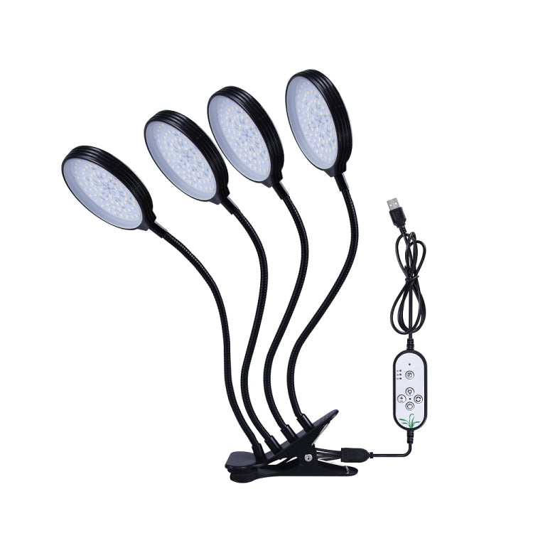 BowLift Four-Head LED Plant Growth Lamps - 60W Full-Spectrum Natural White Seedling Light with USB Remote, Clip-On Waterproof Design