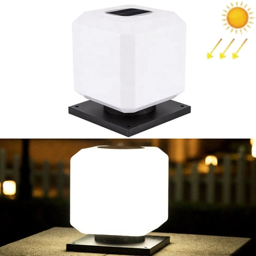 LZINA™ | 003 Solar Square Outdoor Post Light LED Waterproof Wall Lights, Size: 20cm (White Light)