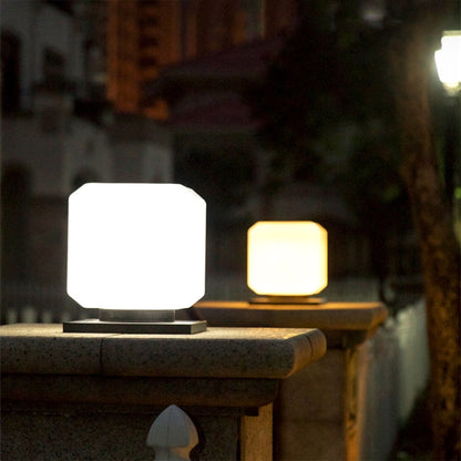 LZINA™ | 003 Solar Square Outdoor Post Light LED Waterproof Wall Lights, Size: 20cm (White Light)