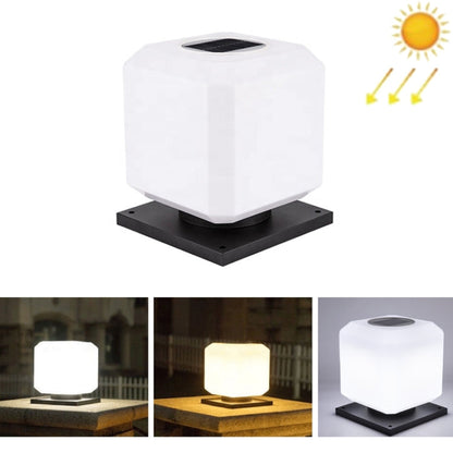 LZINA™ | 003 Solar Square Outdoor Post Light LED Waterproof Wall Lights, Size: 20 cm (Tricolor Light)