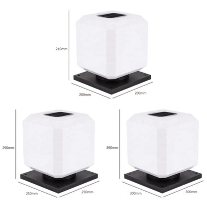 LZINA™ | 003 Solar Square Outdoor Post Light LED Waterproof Wall Lights, Size: 20 cm (Tricolor Light)