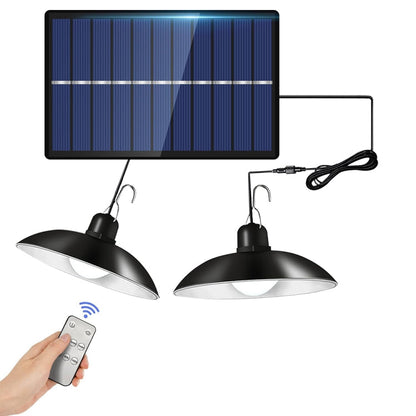LZINA™ | IP65 Waterproof Outdoor Solar LED Pendant Light Indoor Lighting, Specification: Double White Light with Remote Control