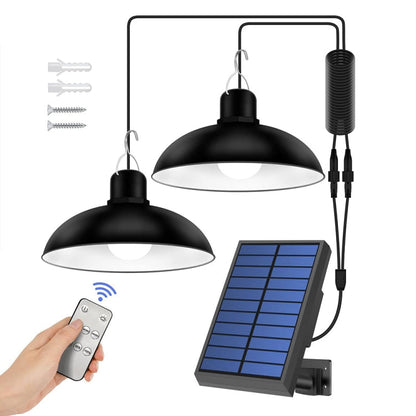 LZINA™ | IP65 Waterproof Outdoor Solar LED Light Bulb Chandelier Indoor Lights, Specification: Simple White Light with Remote Control