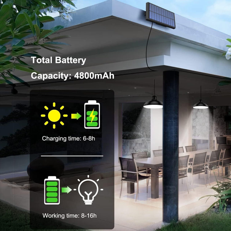 LZINA™ | IP65 Waterproof Outdoor Solar LED Pendant Light Indoor Lighting, Specification: Double White Light with Remote Control