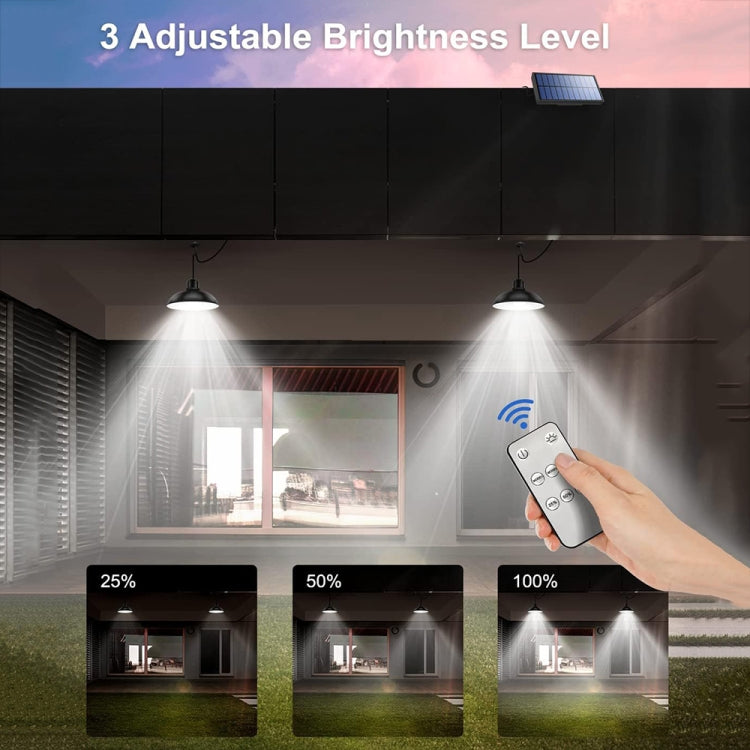 LZINA™ | IP65 Waterproof Outdoor Solar LED Pendant Light Indoor Lighting, Specification: Double White Light with Remote Control