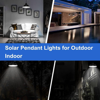 LZINA™ | IP65 Waterproof Outdoor Solar LED Pendant Light Indoor Lighting, Specification: Double White Light with Remote Control
