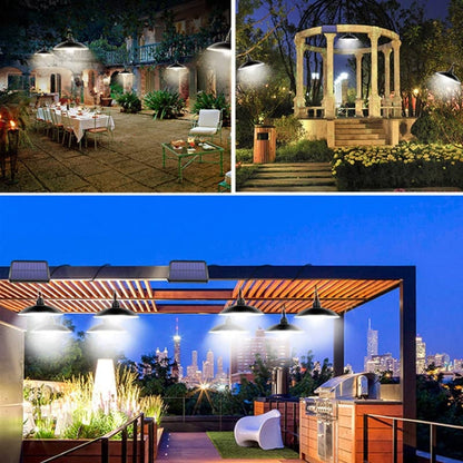 LZINA™ | IP65 Waterproof Outdoor Solar LED Pendant Light Indoor Lighting, Specification: Double White Light with Remote Control