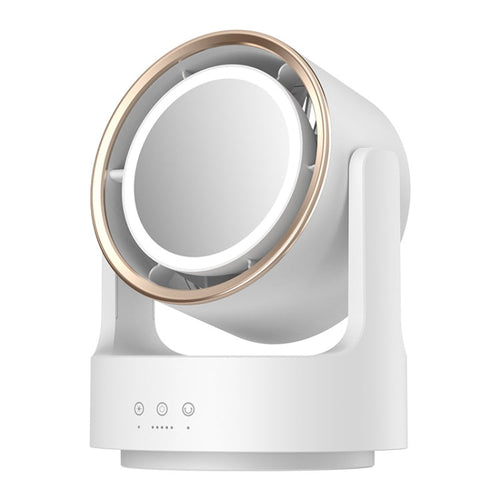 3 In 1 Multifunctional Desktop Fan with LED Light Cosmetic Mirror Rechargeable Oscillating | Bowlift