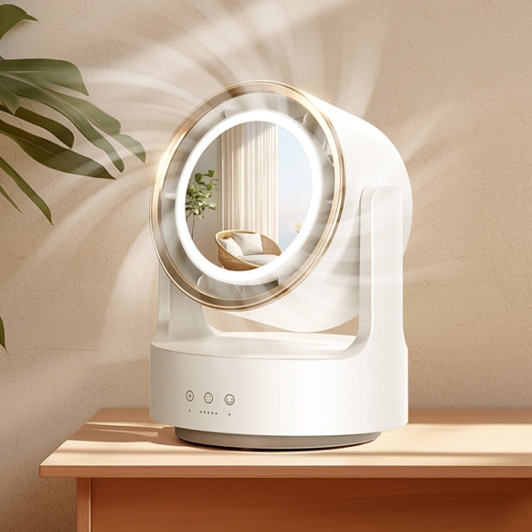 3 In 1 Multifunctional Desktop Fan with LED Light Cosmetic Mirror USB Plug Non-Oscillating | Bowlift