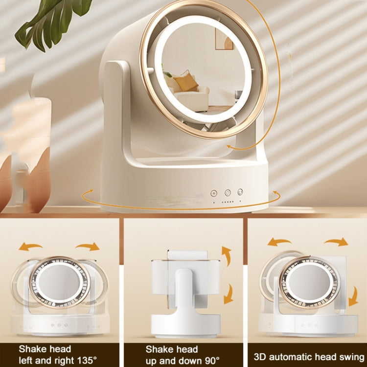 3 In 1 Multifunctional Desktop Fan with LED Light Cosmetic Mirror Rechargeable Oscillating | Bowlift