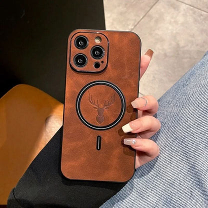 LZINA™ | Deer Leather iPhone Case MagSafe Wireless Charging