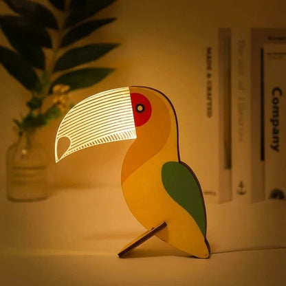 BowLift Animal LED Night Light – Wood & Acrylic Table Lamp with USB Power