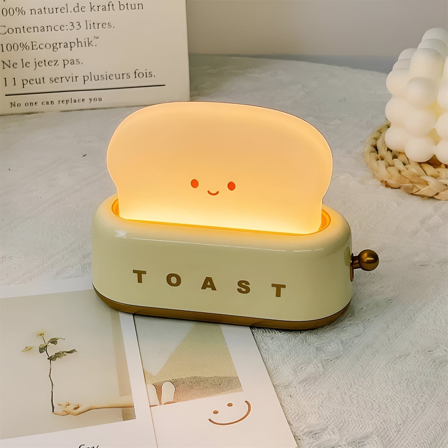 LZINA™ | TinyToast Table Lamp – Portable Toaster-Shaped Night Light with Dimmable LED & USB Port