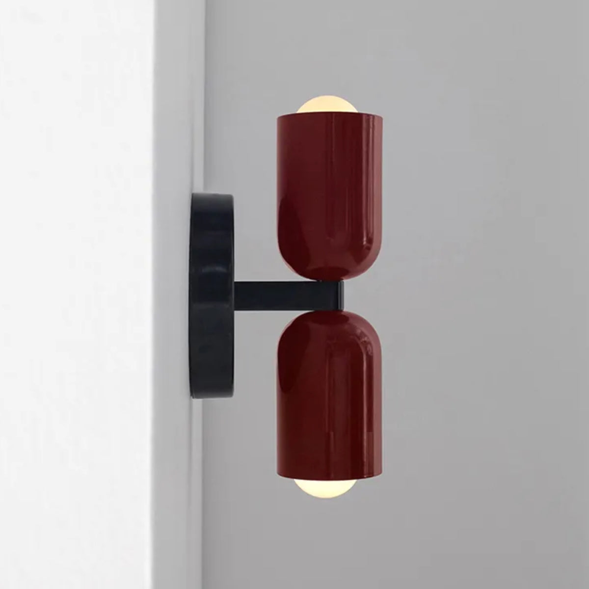 Sleek BowLift Double-Head Wall Lamp with Black Base
