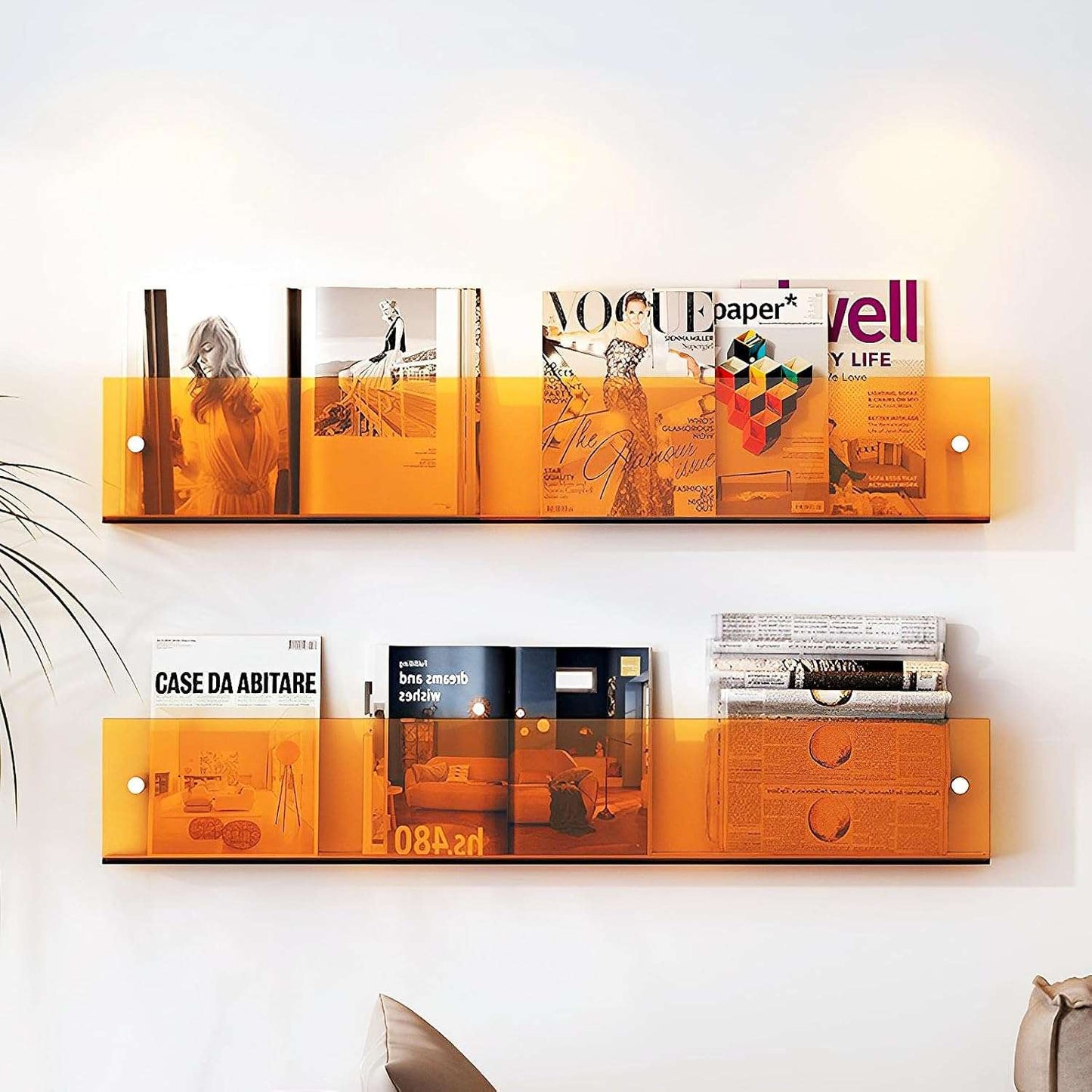 LZINA™ | Acrylic Wall-mounted Floating Magazine Rack