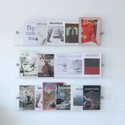 LZINA™ | Acrylic Wall-mounted Floating Magazine Rack