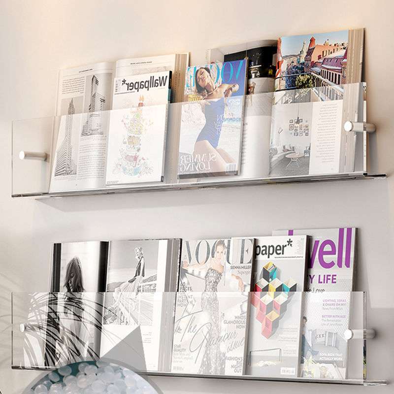 LZINA™ | Acrylic Wall-mounted Floating Magazine Rack