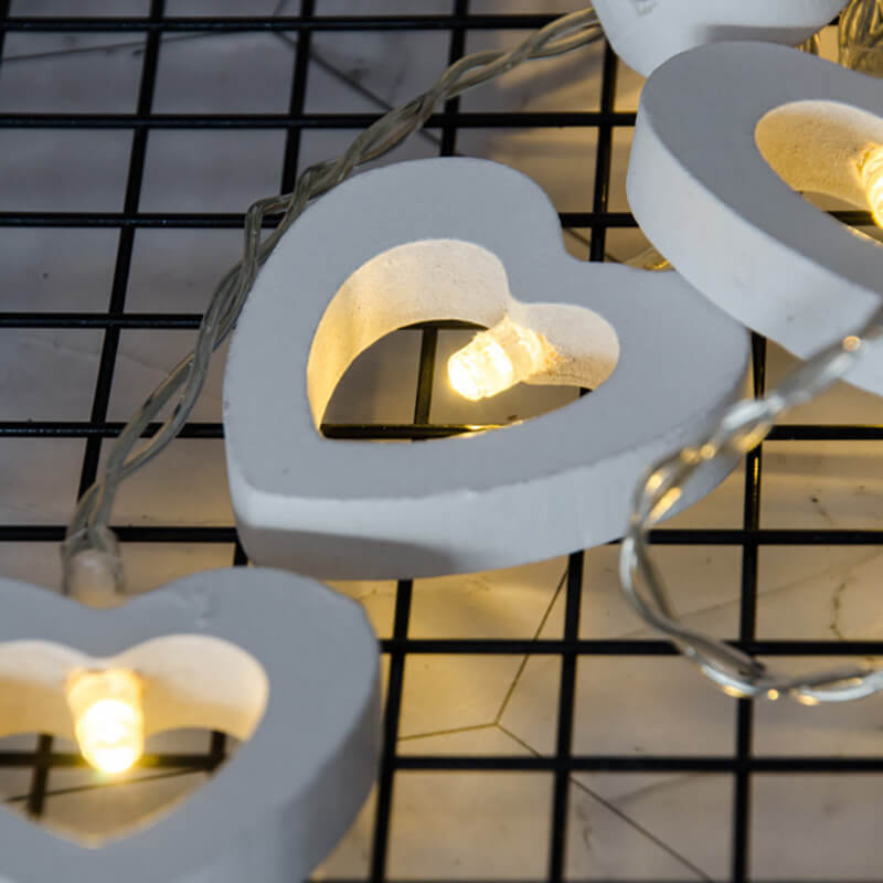 BowLift Wooden Heart String Lights - Cozy Rustic Glow for Home Decor