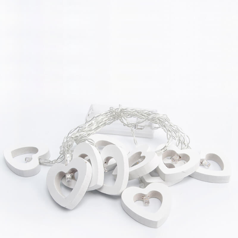 BowLift Wooden Heart String Lights - Cozy Rustic Glow for Home Decor
