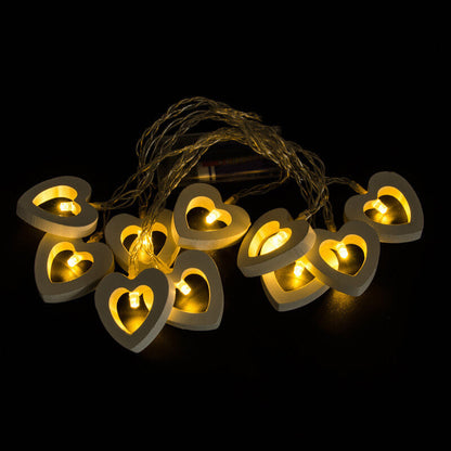 BowLift Wooden Heart String Lights - Cozy Rustic Glow for Home Decor