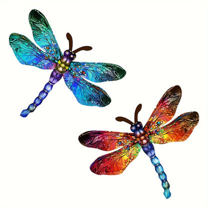 LZINA™ | 1/2 piece vibrant dragonfly wall art made of metal – artistic outdoor decoration for gardens, homes, and events – durable, versatile, and eye-catching – a perfect gift idea for any occasion